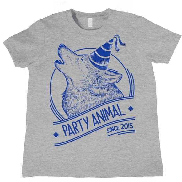 Party Animal Shirt Personalized Wolf Birthday Gifts for Boys Girls Wild Animal - Picture 1 of 2